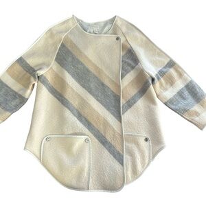 Women’s Chico’s Wool Cream/Gray/Tan Striped  Jacket size 1 EUC